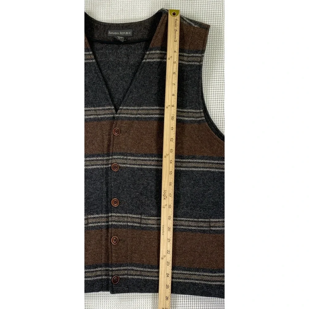 Banana Republic Southwest Western Style Wool Blend Vest Men's XL Brown Gray